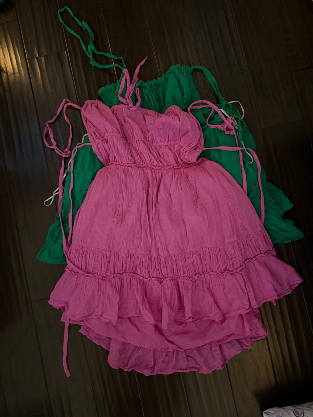 2 Free People Taking Sides Mini Dress Size Large: Fairway Green and Island Flowr - Picture 6 of 7